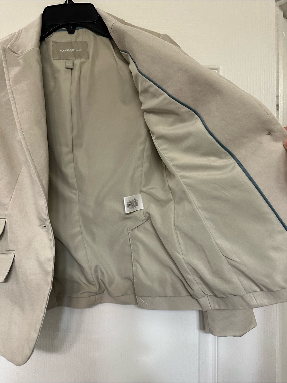 Banana Republic Khaki Blazer Petite 2 One Button Peak Lapel Office Work Career - Picture 8 of 12